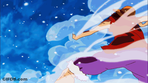 Cartoon Character Flying Through Blue Sky GIF