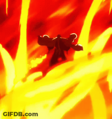 Cartoon Character Flying Through Flame GIF