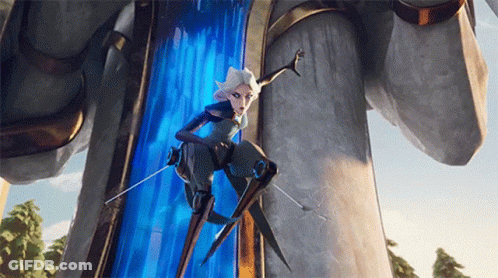 Cartoon Character Flying Through Portal GIF