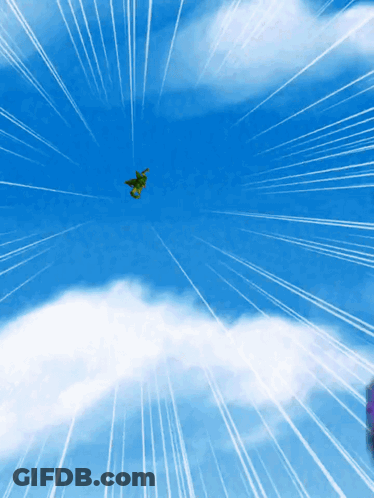 Cartoon Character Flying Through Sky GIF