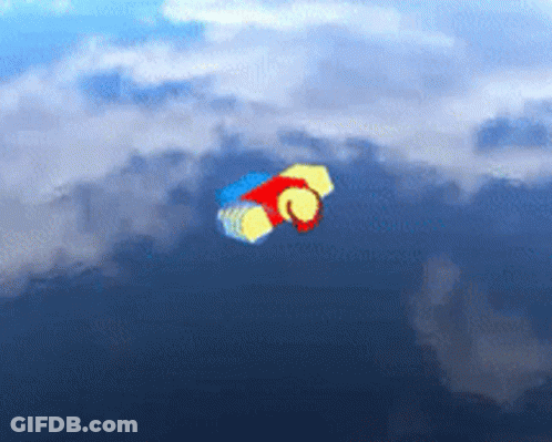 Cartoon Character Flying Through Sky GIF