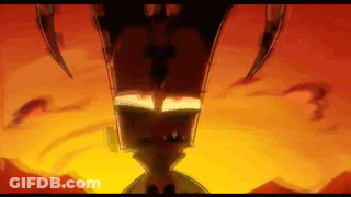 Cartoon Character Flying Through Sunset GIF