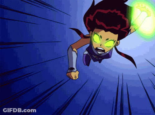 Cartoon Character Flying With Green Light GIF