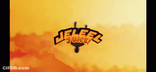 Cartoon Character Flying With Jelly Juice Logo GIF