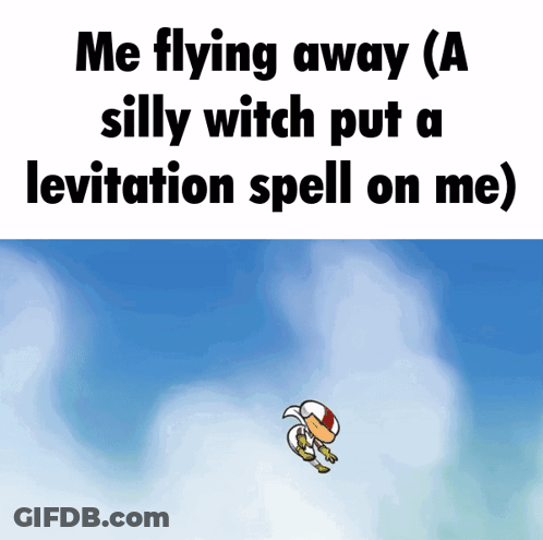 Cartoon Character Flying With Levitation Spell GIF