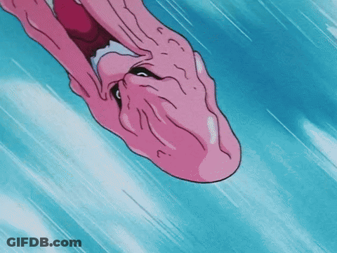 Cartoon Character Flying With Mouth Open Eyes Closed GIF