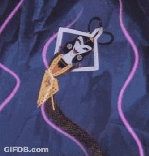 Cartoon Character Flying With Purple Ribbon GIF
