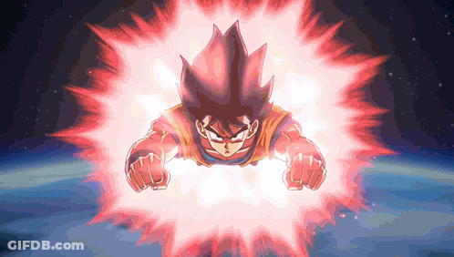 Cartoon Character Flying With Red Light Behind GIF