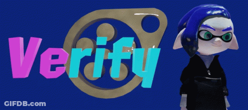 Cartoon Character Giving Peace Sign In Front Of Verify Logo GIF