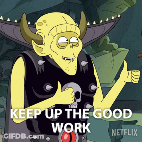 Cartoon Character Giving Thumbs Up Keep Up The Good Work GIF