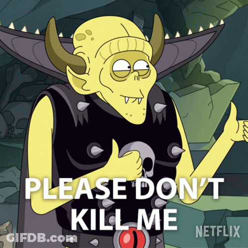 Cartoon Character Giving Thumbs Up Please Don't Kill Me GIF