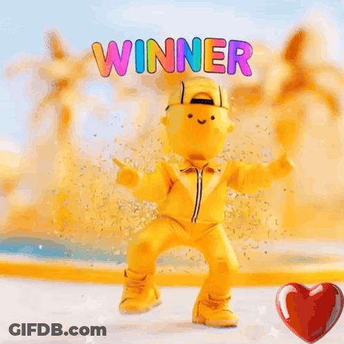Cartoon Character Giving Thumbs Up Saying Winner GIF