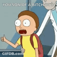 Cartoon Character Giving Thumbs Up Saying You Son Of A Bitch I M In GIF
