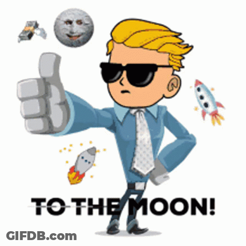 Cartoon Character Giving Thumbs Up To The Moon GIF