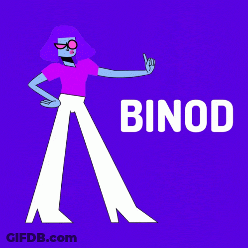 Cartoon Character Giving Thumbs Up With Word Binod Behind Her GIF