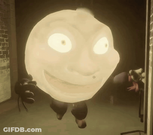 Cartoon Character Glowing Face In Dark GIF