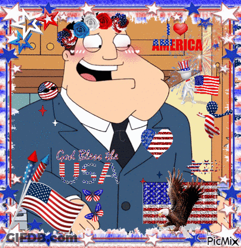 Cartoon Character God Bless The USA Shirt GIF
