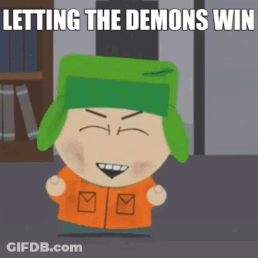 Cartoon Character Green Hat Orange Jacket Letting Demons Win GIF