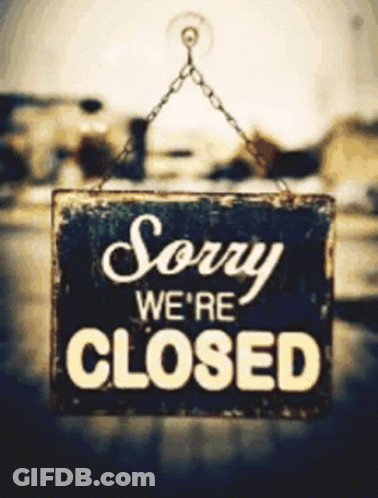 Cartoon Character Hanging Closed Sign On Red Door GIF