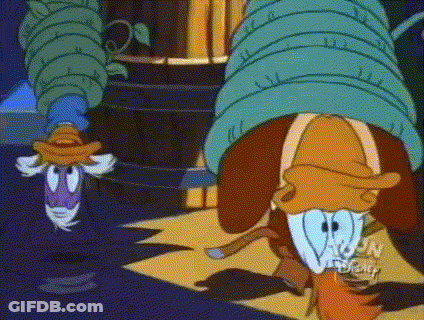 Cartoon Character Hanging Upside Down From Rope GIF