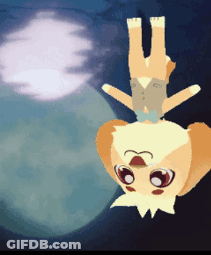 Cartoon Character Hanging Upside Down In Front Of Moon GIF