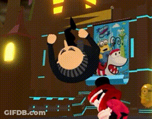 Cartoon Character Hanging Upside Down GIF