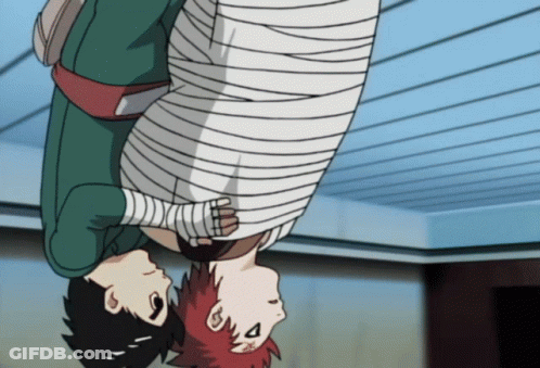 Cartoon Character Hanging Upside Down With Bandages GIF