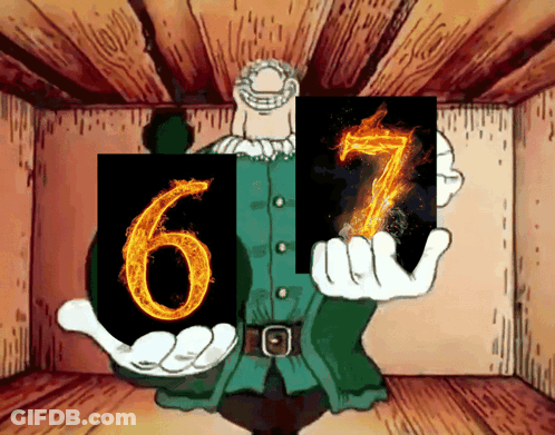 Cartoon Character Holding 6 And 7 Cards GIF