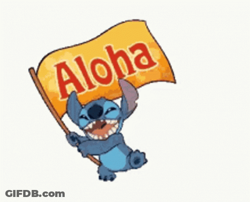 Cartoon Character Holding Aloha Flag GIF