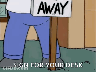 Cartoon Character Holding Away Sign GIF