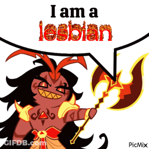 Cartoon Character Holding Axe I Am A Lesbian GIF