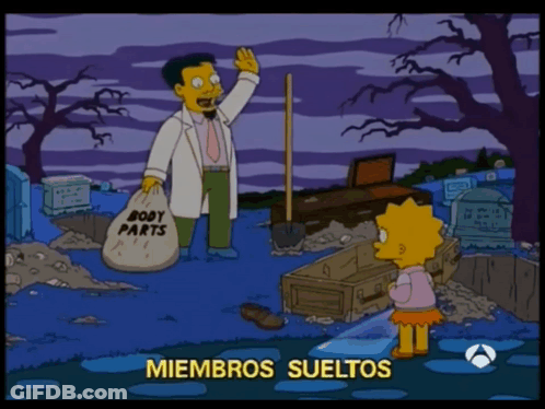 Cartoon Character Holding Bag Of Body Parts GIF