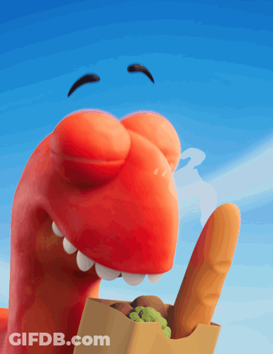 Cartoon Character Holding Bag Of Food GIF