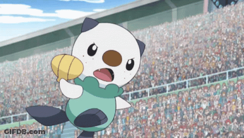 Cartoon Character Holding Ball In Front Of Crowd GIF