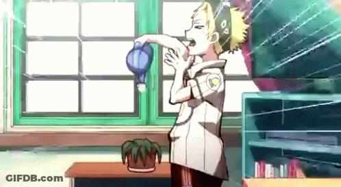 Cartoon Character Holding Balloon In Front Of Window GIF