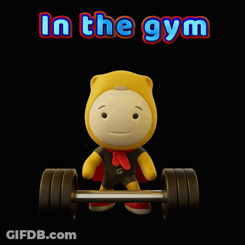 Cartoon Character Holding Barbell GIF