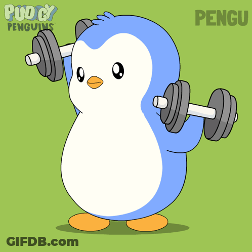 Cartoon Character Holding Barbell In Gym GIF