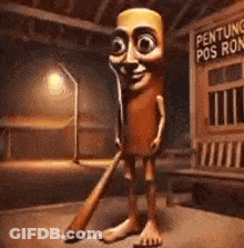 Cartoon Character Holding Baseball Bat Near Pentong Pos Ron GIF