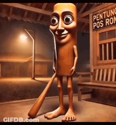 Cartoon Character Holding Baseball Bat GIF