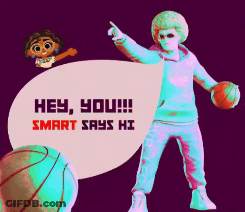 Cartoon Character Holding Basketball Saying Hey You GIF