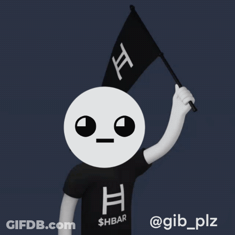 Cartoon Character Holding Black Flag With Letter T GIF