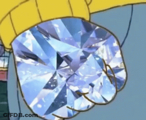 Cartoon Character Holding Blue Diamond GIF