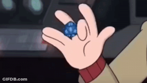 Cartoon Character Holding Blue Ring GIF