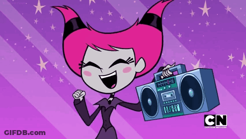 Cartoon Character Holding Boombox With CN Logo GIF