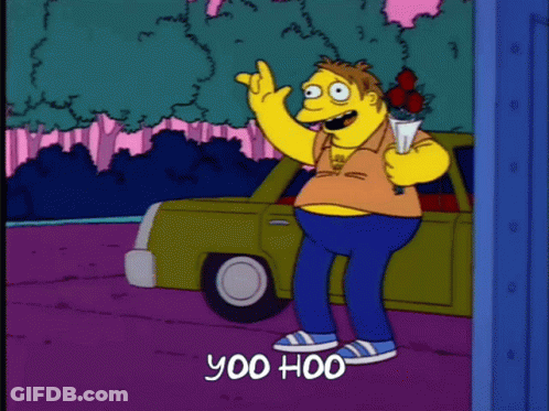 Cartoon Character Holding Bouquet Yoo Hoo GIF
