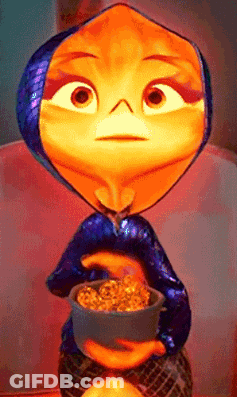 Cartoon Character Holding Bucket Of Food GIF
