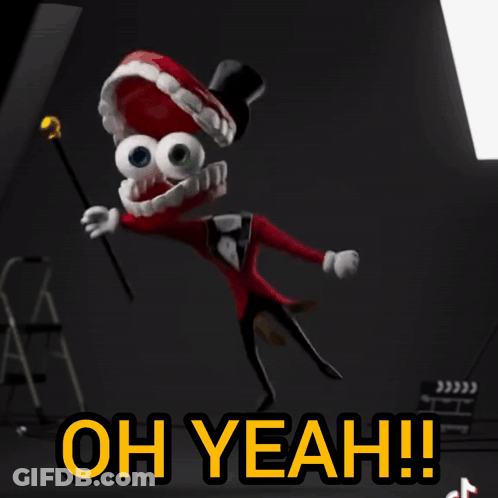 Cartoon Character Holding Cane Saying Oh Yeah GIF