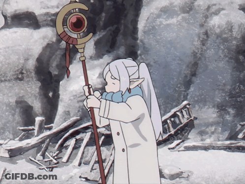 Cartoon Character Holding Cane With Red Stone GIF
