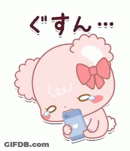 Cartoon Character Holding Cell Phone And Crying GIF