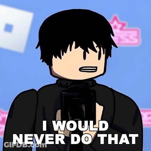 Cartoon Character Holding Cell Phone Saying I Would Never Do That GIF